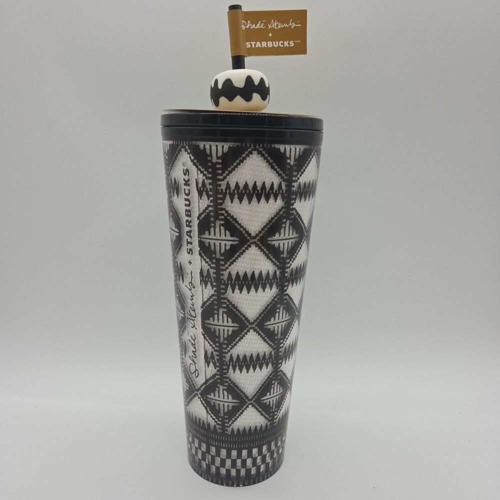 NEW Starbucks Shade Akanbi 24oz Tumbler Silicone Straw Topper Geo Diamond Tribal
